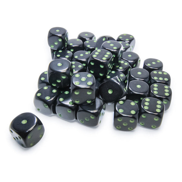 d6Cube 12mm Opaque Black with green (36)