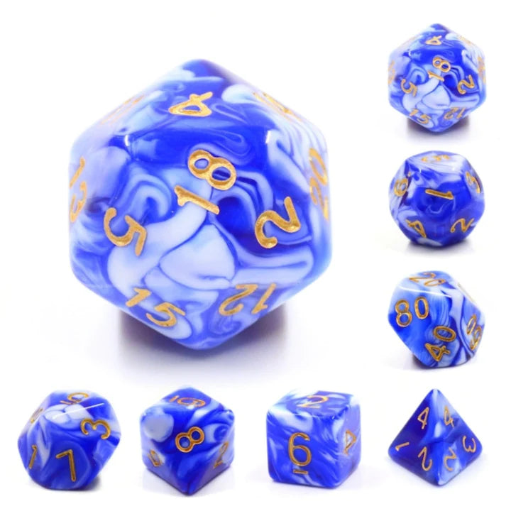 BLUE PORCELAIN RPG DICE SET