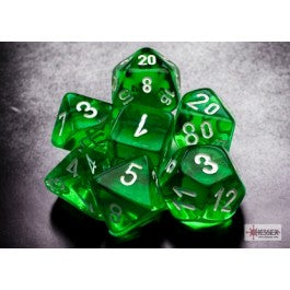 Chessex Translucent Mini 7 Die Set Green/White