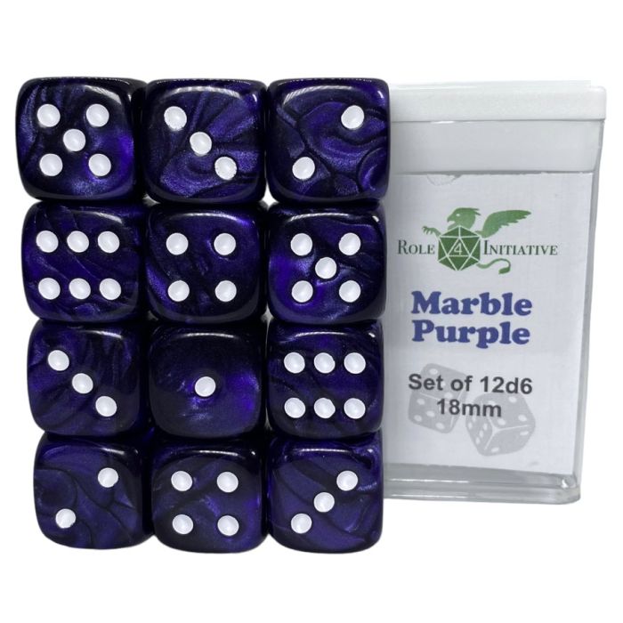 Role 4 Initiative: d6 Cube 18mm Marble Purple (12)