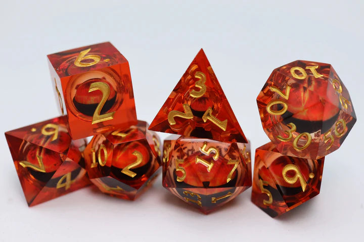 SHARP EDGE MOVING EYE RPG DICE SET - AMBER CYCLOPS