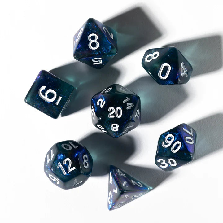 Unearthed Treasure Sapphire 7-Piece Polyhedral RPG Dice Set