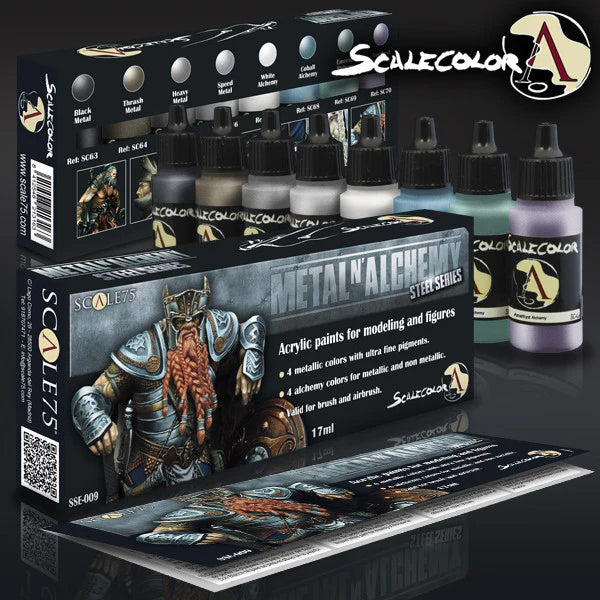 Scale Color Range: Paint Set - METAL'N ALCHEMY STEEL SERIES (8 Bottles 17 ML)