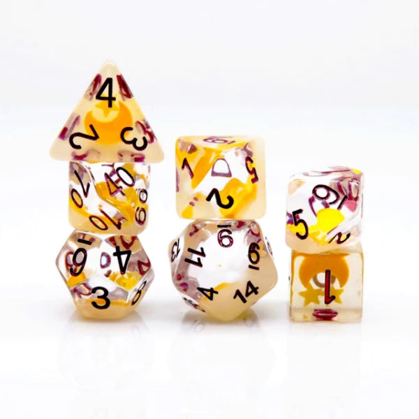 GLOW IN THE DARK MOON AND STAR RPG DICE SET