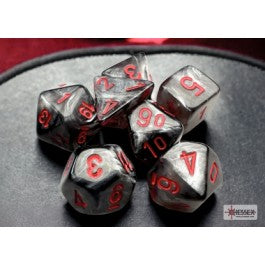 Chessex Velvet Mini 7 Die Set Black/Red