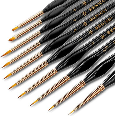Benicci: Paint Brush Set of 10 Detail Paint Brushes