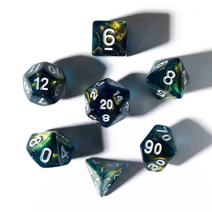 Unearthed Treasure Onyx 7-Piece Polyhedral RPG Dice Set
