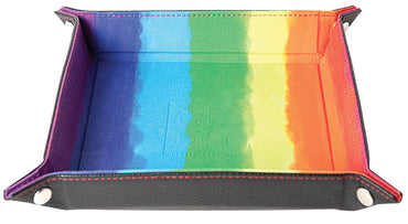 Leather Folding Dice Tray Watercolor Rainbow