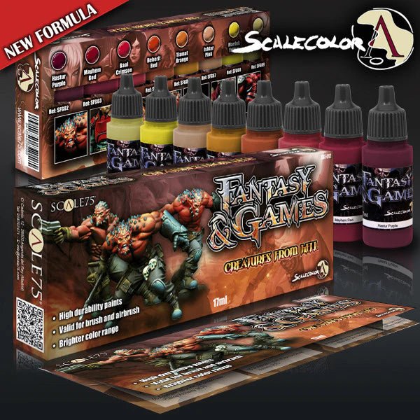 Fantasy & Games: Paint Set - CREATURES FROM HELL (8 Bottles 17 ML)