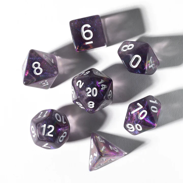 Unearthed Treasure Amethyst 7-Piece Polyhedral RPG Dice Set