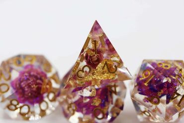 SHARP EDGE RESIN RPG DICE SET - PURPLE LOTUS