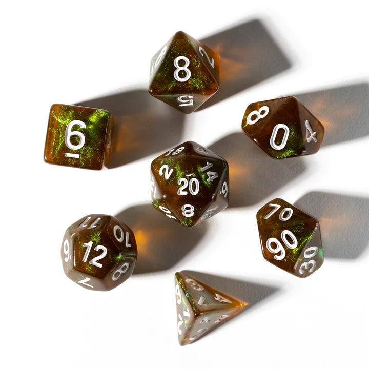 Unearthed Treasure Peridot 7-Piece Polyhedral RPG Dice Set