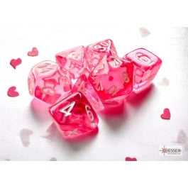 Chessex Translucent Mini 7 Die Set Pink/White