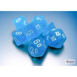 Chessex Frosted Mini 7 Die Set Caribbean Blue/White