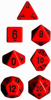 Chessex (25414): Polyhedral 7-Die Set: Opaque: Red/Black