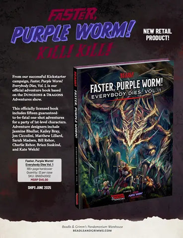 Beadle & Grimm's D & D Adventure Book Faster Purple Worm! Everybody Dies Vol 1e