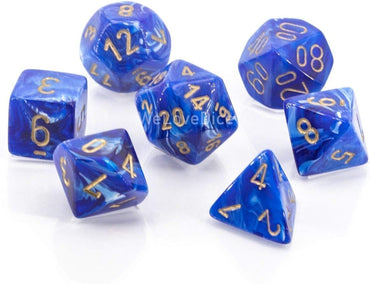 Vortex Blue/Gold Polyhedral 7-Dice Set