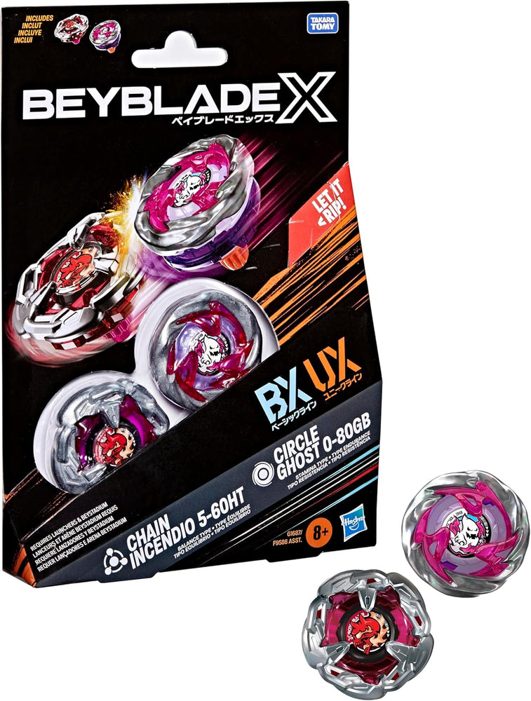 Beyblade X Circle Ghost 0-80GB UX & Chain Incendio 5-60HT BX Takara Tomy Dual Pack Set