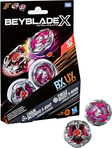 Beyblade X Circle Ghost 0-80GB UX & Chain Incendio 5-60HT BX Takara Tomy Dual Pack Set