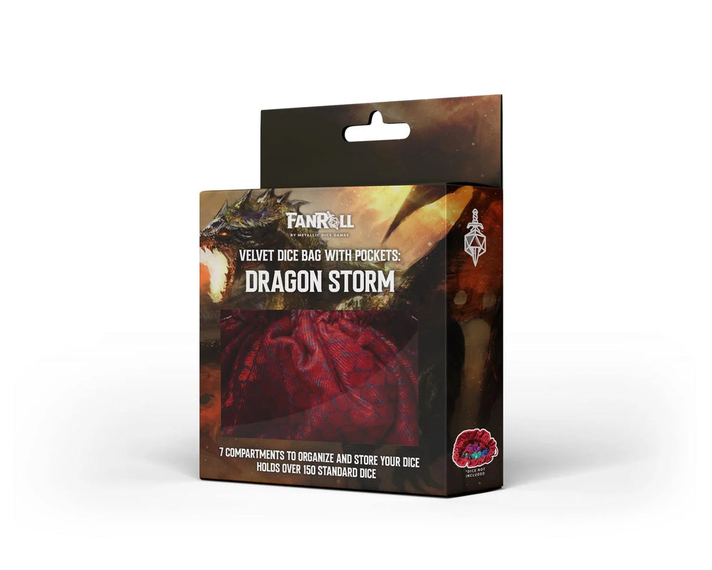 Dragon Storm Velvet Compartment Dice Bag: Red Dragon Scales