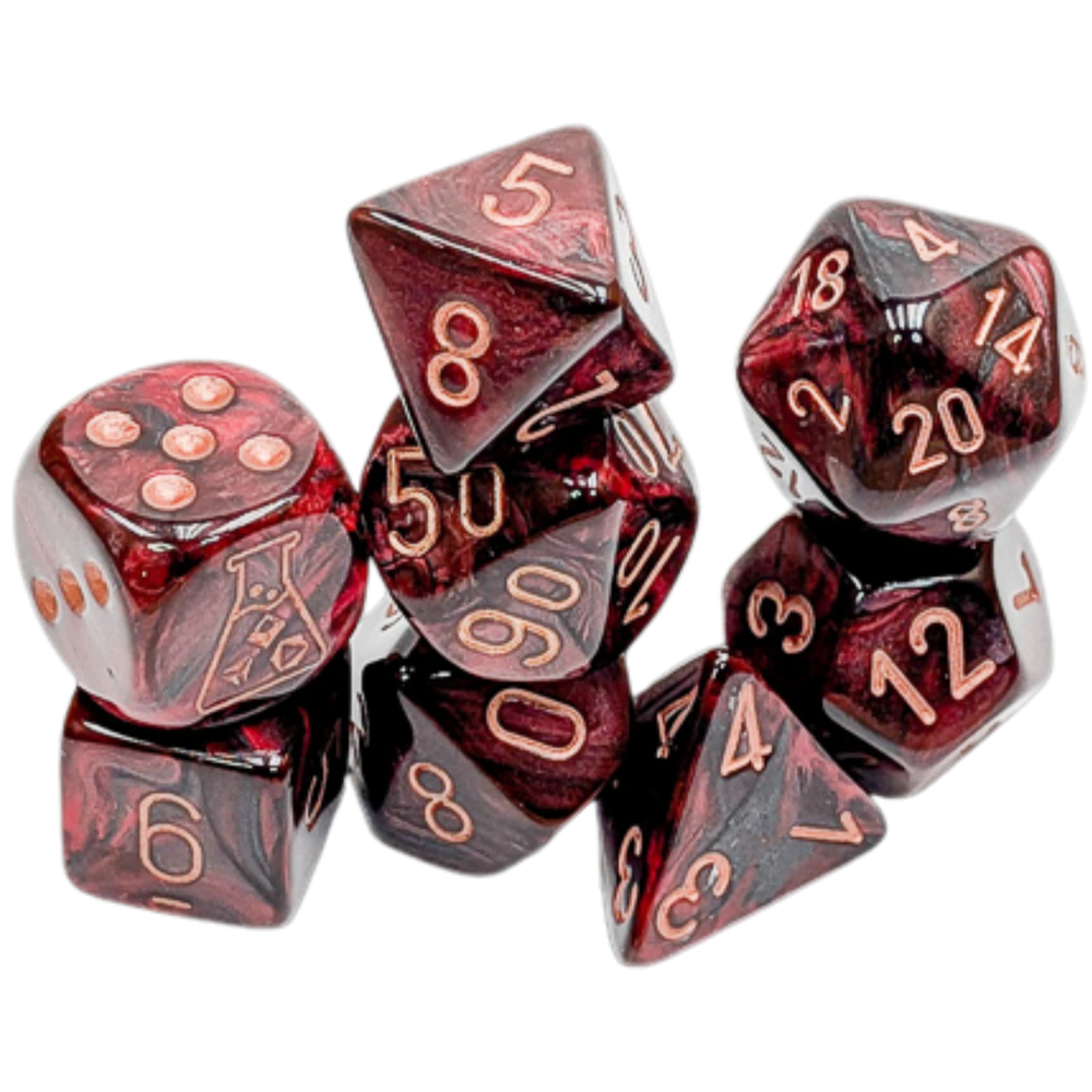 Chessex Dice: Lab Dice Lustrous - Polyhedral Gothic/Copper (7) w/Bonus Die