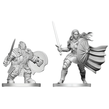 Dungeons & Dragons: Nolzur's Marvelous Miniatures - Dwarf Fighter & Orc Paladin (Unpainted)