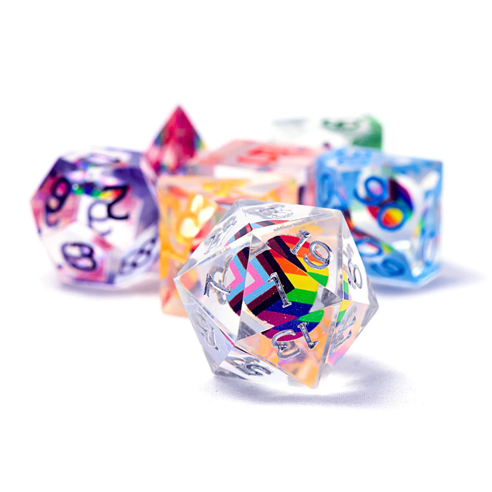 Dungeons & Dragons Progress Pride 7-Piece Polyhedral RPG Dice Set [Sharp Edge] | Sirius Dice