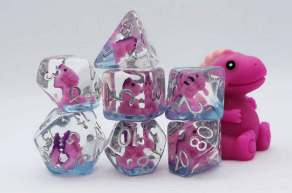 Foam Brain RPG Dice Set: Pink T-Rex