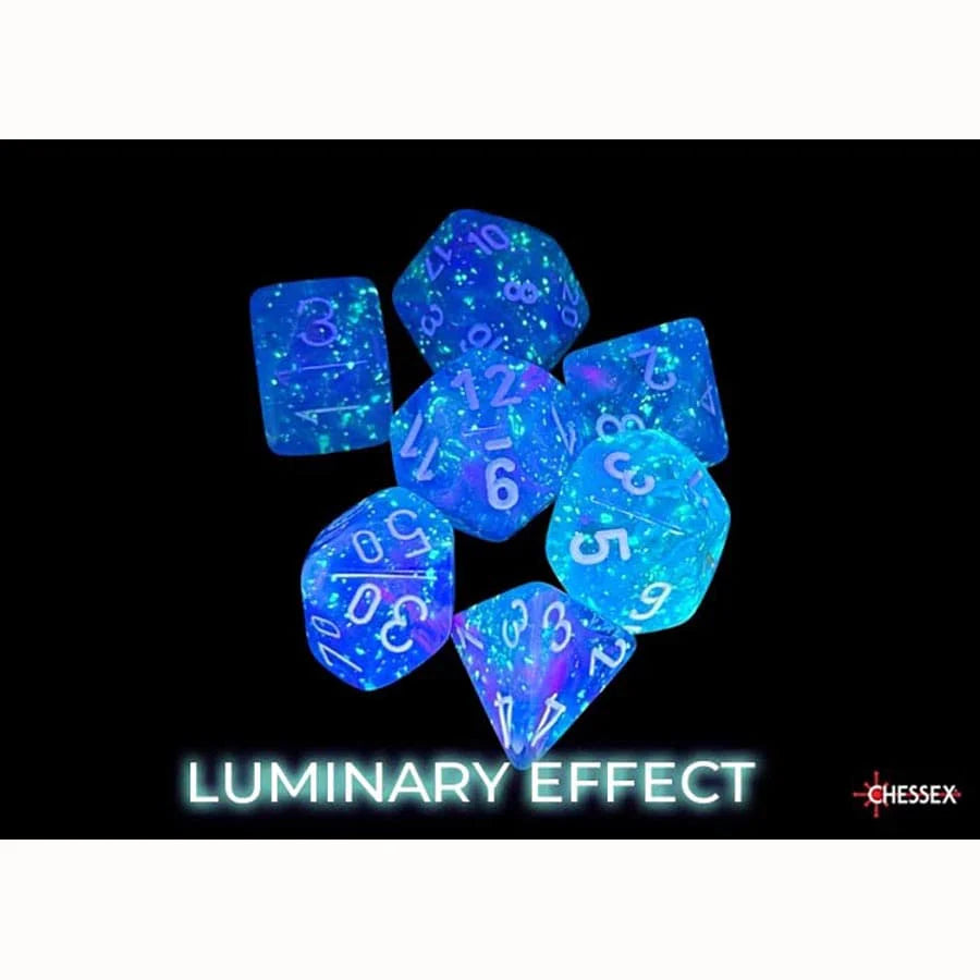 Nebula Aura/White Luminary polyhedral 7-die Set