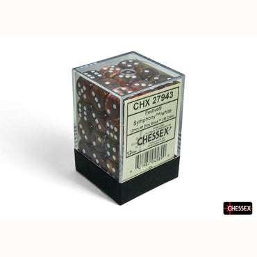 DICE MENAGERIE 11: FESTIVE 12MM D6 SYMPHONY WITH WHITE DICE BLOCK (36 DICE)