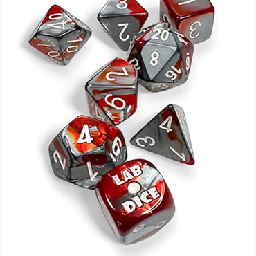Chessex Lab Dice: Series 8 (Gemini Red-Steel / White )