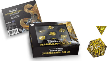 FanRoll D&D Dragon Scale Metal Dice Set: Gold