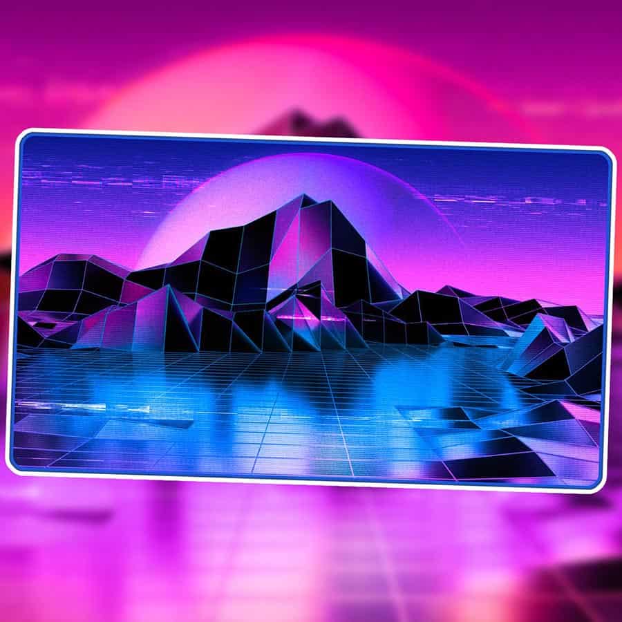 INFINITE BLACK: PREMIUM RETROWAVE PLAYMAT: ISLAND