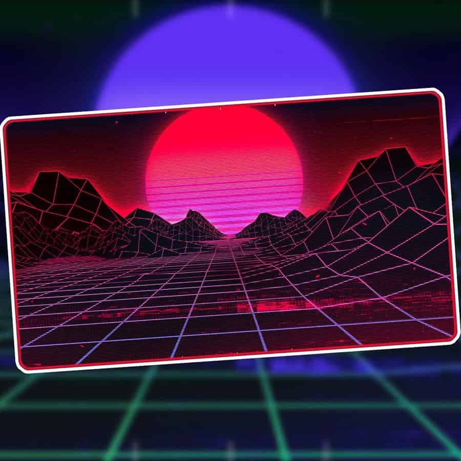 INFINITE BLACK: PREMIUM RETROWAVE PLAYMAT: MOUNTAIN