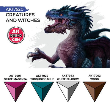 AK-Interactive: Quick Gen Acrylic Contrast -Creatures And Witches (Quick Gen Set)