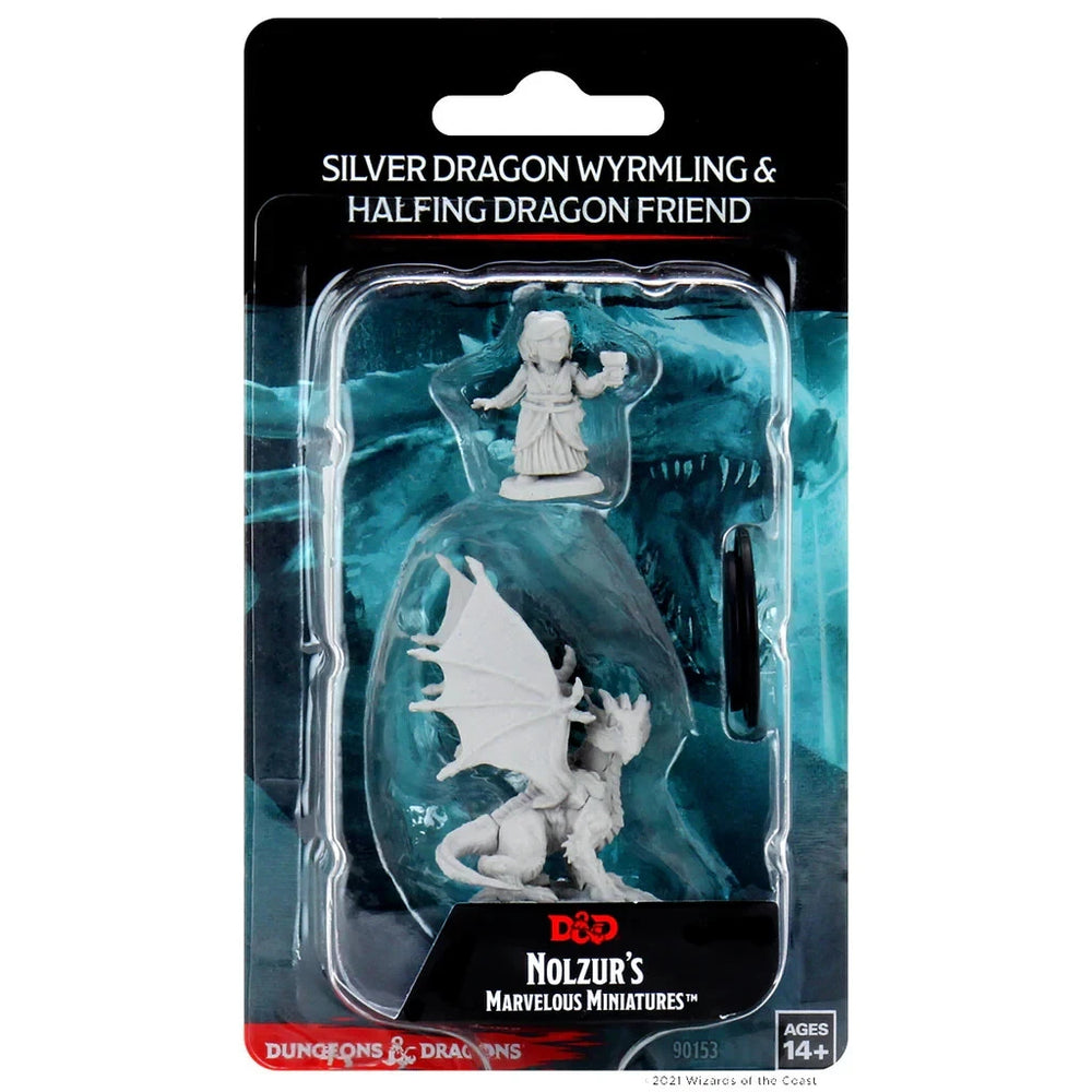 D&D Nolzur's Marvelous Miniatures: Silver Dragon Wyrmling & Halfling Friend