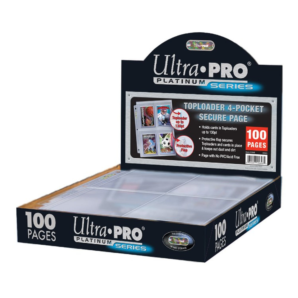 Ultra Pro Pages: Secure Platinum Page for Toploaders (4-Pocket) (100)