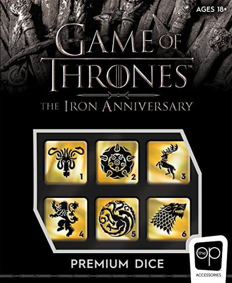 Game of Thrones Premium Dice Set | Collectible d6 Dice Featuring House Crests - Targaryen, Stark, Lannister, and More | Custom Dice with Collectible Drawstring Pouch | Officially Licensed 6-Sided Dice