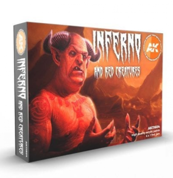 AK-Interactive: 3rd Gen Acrylics - Inferno and Red Creatures Acrylic Paint Set (Box of 6 Paints)
