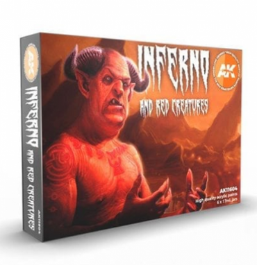 AK-Interactive: 3rd Gen Acrylics - Inferno and Red Creatures Acrylic Paint Set (Box of 6 Paints)