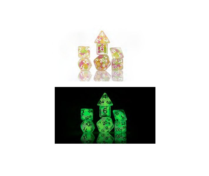 Sirius Dice: Melonball Glow worm 7 Die Set