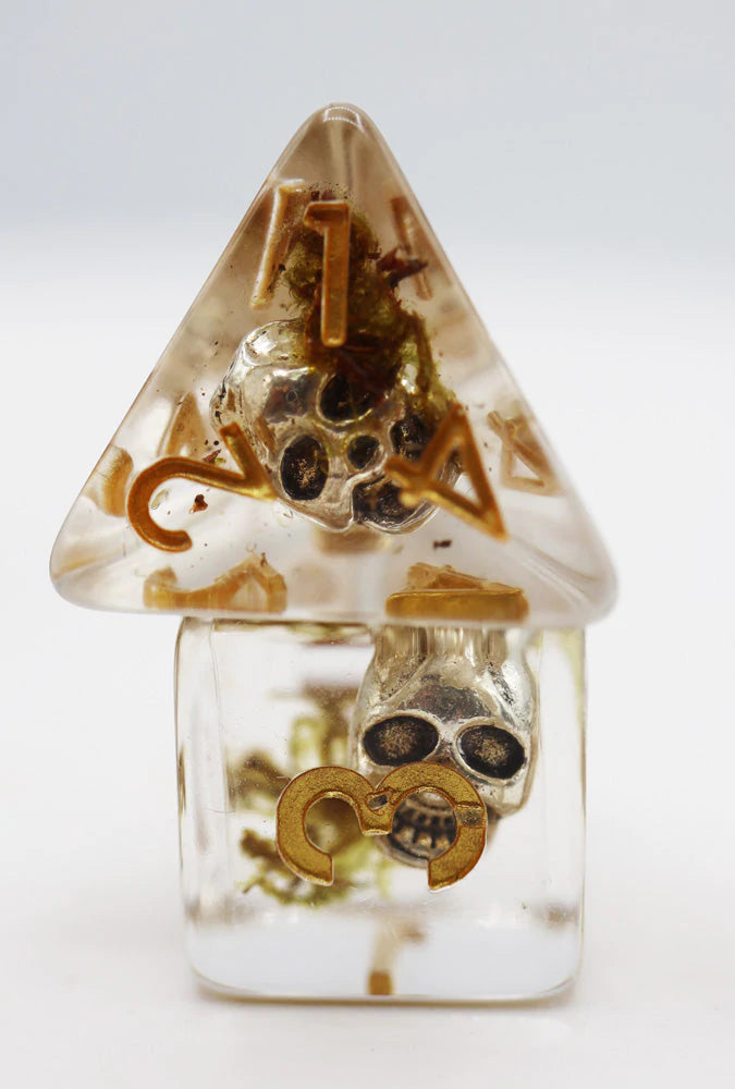 SILVER PIRATE SKULL RPG DICE SET