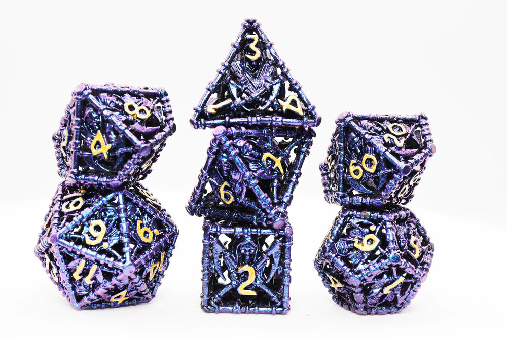 GRIM SCYTHE PURPLE RPG METAL DICE SET