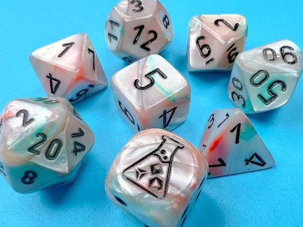 Chessex Lab Dice VI (Luminary: Sea Shell/Black) | CHX30056 RPG Dice Set