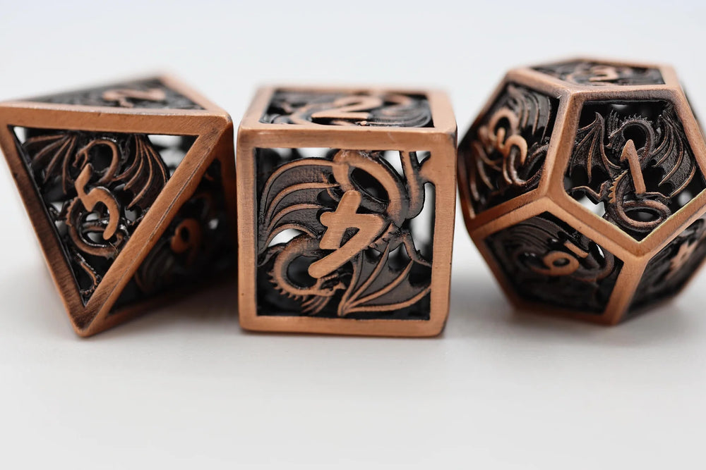 HOLLOW COPPER DRAGON RPG METAL DICE SET