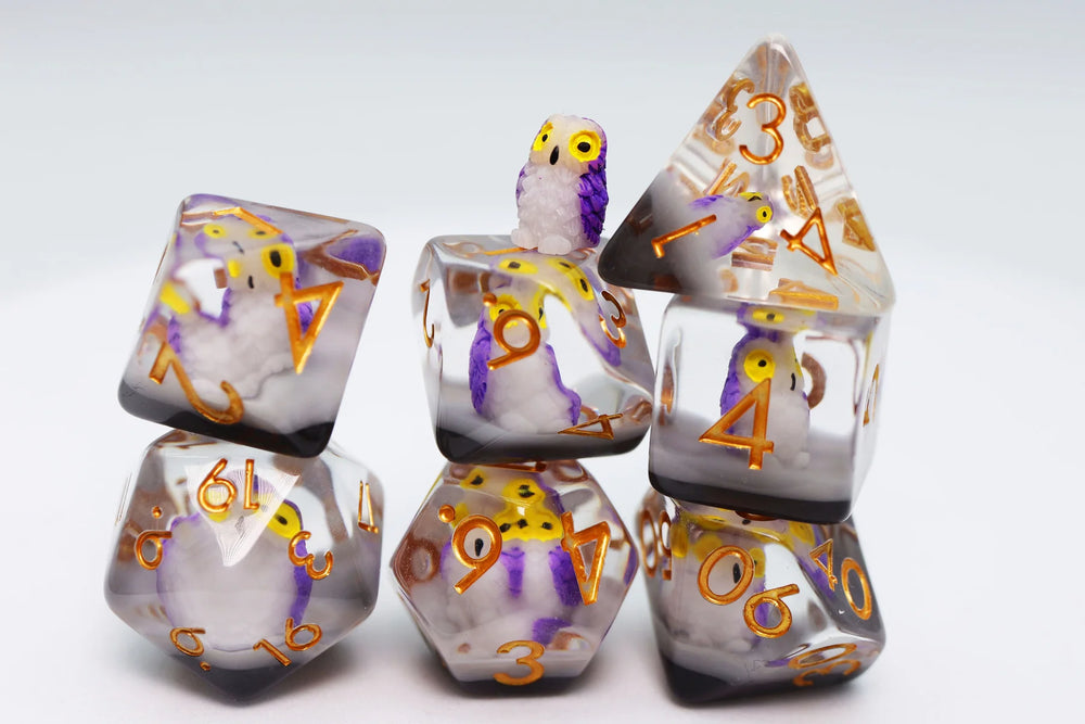 PURPLE OWL RPG DICE SET
