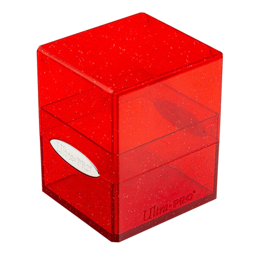 Glitter Satin Cube Red w/ Silver Glitter