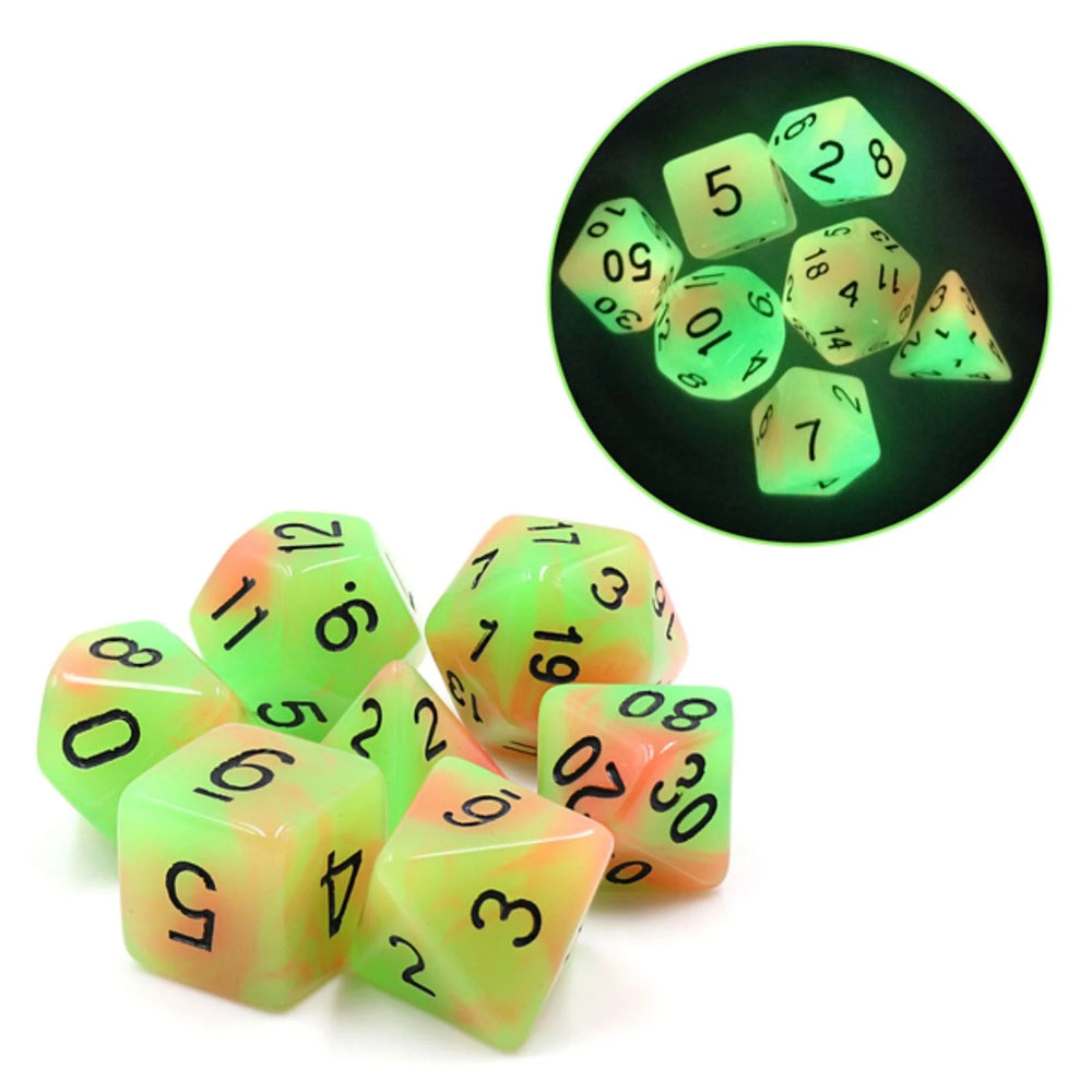 GLOW IN THE DARK MANGO RPG DICE SET