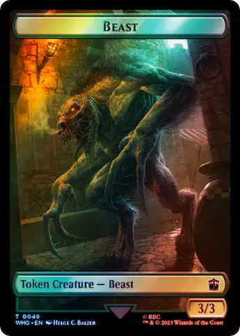 Human Noble // Beast Double-Sided Token (Surge Foil) [Doctor Who Tokens]