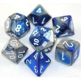 Gemini Polyhedral Blue-Steel / White 7 Die Set - CHX26423